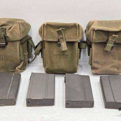 #1200 • (4) 20rd .308 Magazines & (3) US Ammo Belt Pouches
