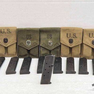 #1102 • (9) 6rd .45 Magazines & 5 US Belt Magazine Holders
