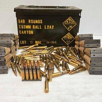 #1562 • NEW!!! (352) 7.62 Ammo W/ Metal Ammo Case
