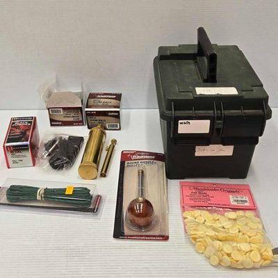 #1688 • Ammo Can, Lead Round Balls, Felt Wads & Cannon Fuse
