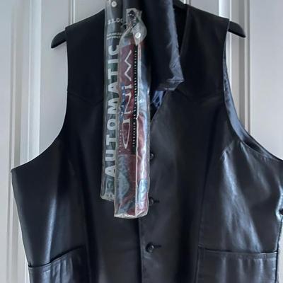 Leather mens vest 