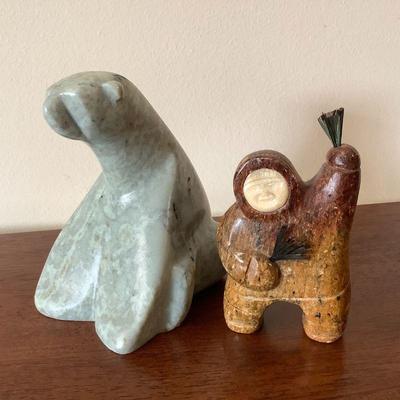 Carved Soapstone Eskimo, Signed Levi Tetpon