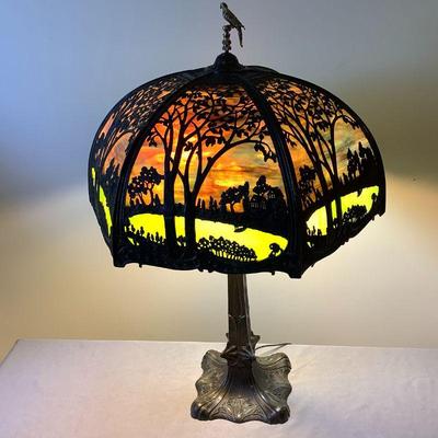 Antique Slag Glass Lamp