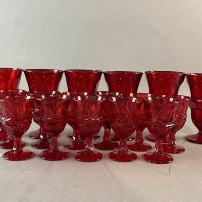 Lot 294 | Fostoria Argus Ruby Red Wine Glasses & More
