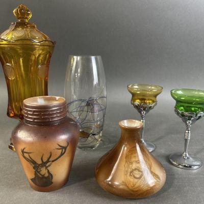 Lot 296 | Vintage Painted Milk Glass, Coin Glass & More
