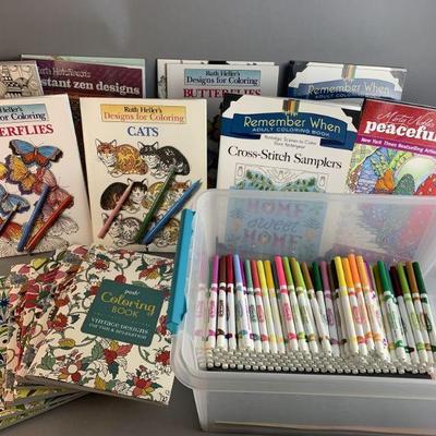 Lot 28 | Huge Adult Coloring Books & RoseArt Marker Lot
