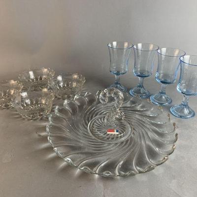 Lot 260 | Fostoria Colony Tray, Misty Blue Glasses & More

