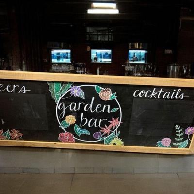 Lot 122 | Large Wooden Chalkboard Painted Garden Bar Sign
