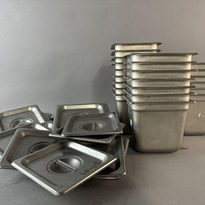 Lot 51 | 22 Stainless Steel Food Serving Dishes with Lids
