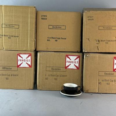 Lot 93 | Boxed Black 6 & 10 Ounce Cups and Saucers
