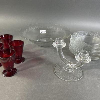 Lot 282 | American Ruby Glass & Etched American Glass Lot
