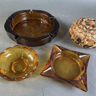Lot 203 | Vintage Amber Glass Ashtrays & More
