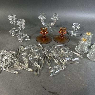 Lot 295 | Vintage Fostoria & American Glass Candle Holders
