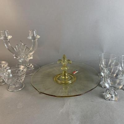 Lot 287 | Fostoria Topaz Sandwich Tray, Candelabra & More!
