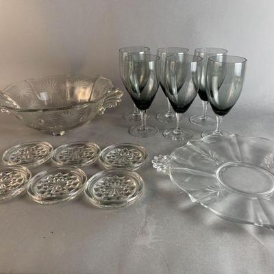 Lot 240 | Fostoria Glass Baroque Cake Plate, Bowl, & More!
