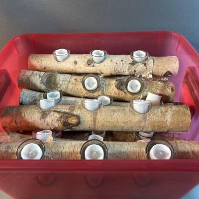 Lot 62 | White Bark Tree Logs With Tea Light Holders
