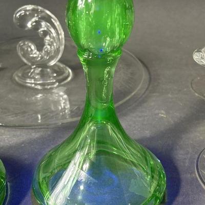 Lot 227 | Uranium & Sonata Glass Candlestick Holders & More
