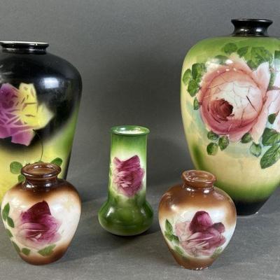 Lot 265 | Vintage Fostoria Painted Milk Glass Vases
