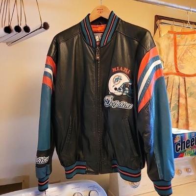 Vintage Leather Miami Dolphins jacket
