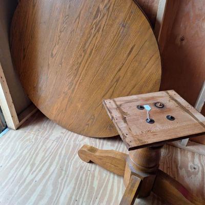 Solid oak pedestal table.