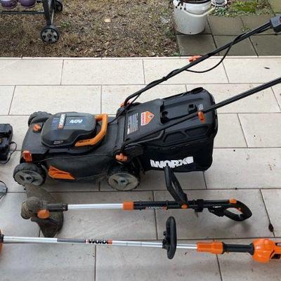 WORX Electric Lawn Mower w/ WORX Electric Weed Eater Pair