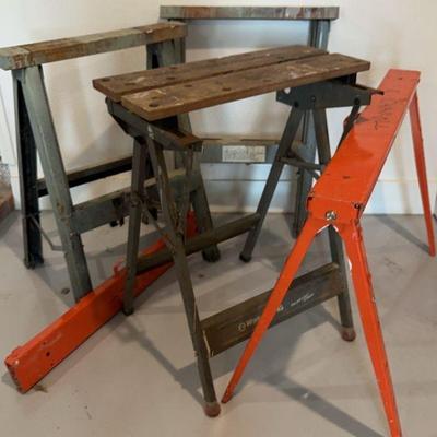 Sawhorse Pair X 2 With Black And Decker Workmate Portable Folding Workbench