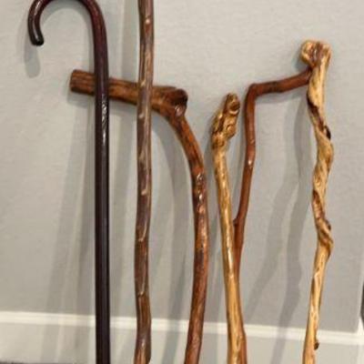6 Wooden Walking Sticks/Cane