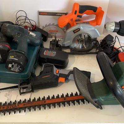 Cordless Tool Variety w/ Corded Electric Hedge Trimmer