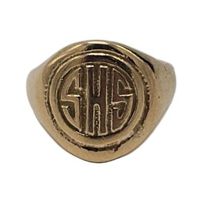 Lot 67
14k Monogrammed High School Class Ring  Sz 3.5 Weight: 5.95 Grams   Hallmark: Initials / 14k Estimated Melt Value: $292.74  as of...