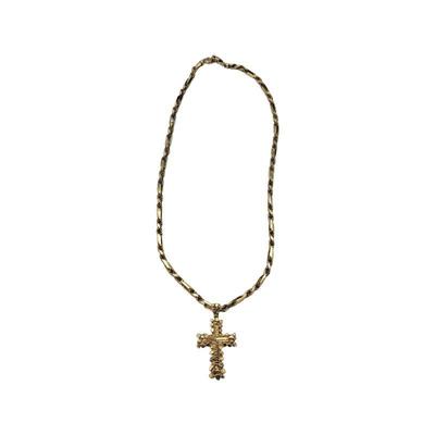 Lot 80
 14k Italian Figarope Centro Group Italian Necklace w/ 18k Cross Pendant  Hallmarks 1760AR / Figarope Centro Group / USD 326062/14...