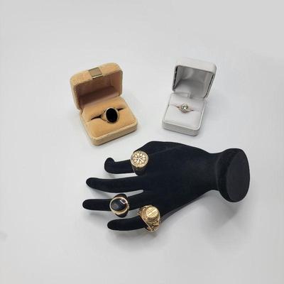 Vintage Rings; Onyx; Diamond