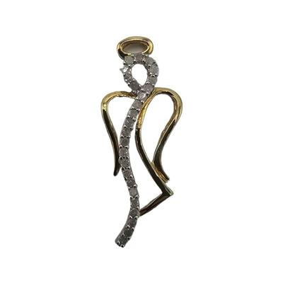 Lot 208
10k Angel Pendant with Diamond Accent ( not certified or tested) Hallmark: NH L X W:  L 3.2cm  W 1.2cm Weight 1.48 grams...
