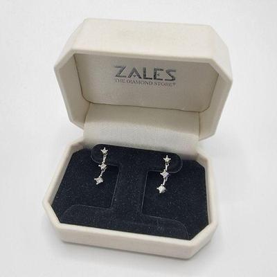 10k White Gold DIamond Drop Pierced Earnings L 1.7cm each  Hallmark: 10k / ZEI / WG Weight 1 gram each Buyer is responsible to pay for...