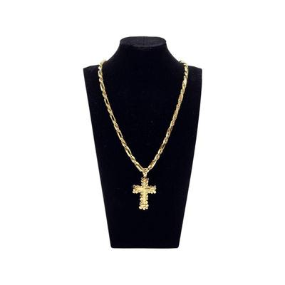 Lot 80
14k Italian Figarope Centro Group Italian Necklace w/ 18k Cross Pendant 