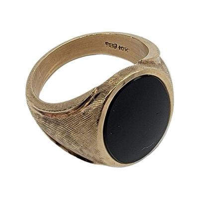 Lot 105
10k Mens Black Onyx Gold Ring early 1900's  Sz 10 Hallmark: Butterfly Symbol / 10k Weight: 11 (includes stone) Estimated...