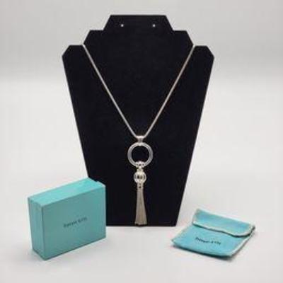 925 Vintage Tiffany & Co Necklace w / Tassel Charm L 29 1/4in W 3mm Grams Necklace 20.55 Estimated Melt Value: $17.09 Grams Charm...