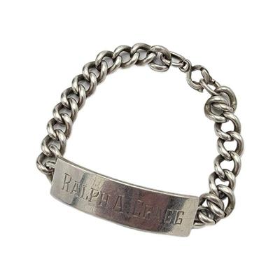 Lot 144
Sterling Chain ID Bracelet GW Product Sterling L x W: L 21cm  W 1cm (chain) Clasp: Claw Weight: 34.35 grams  Estimated Melt...