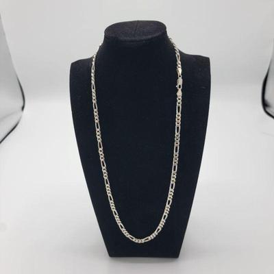 Lot 160
Italian Figaro Chain Link Necklace L X W: L 24"  W 6mm Clasp:  Lobster Claw Weight: 31 grams  Estimated Melt Value: $ 25.77...