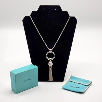 925 Vintage Tiffany & Co Necklace w / Tassel Charm L 29 1/4in W 3mm Grams Necklace 20.55 Estimated Melt Value: $17.09 Grams Charm...