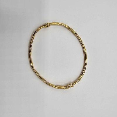 Lot 23
10k Gold Italian Bangle Hinge Style Bracelet

Hallamark: 10k / Italy

D 6cm L 19cm x W 3mm


Clasp: Bracelet Catch 

Weight  2.74...