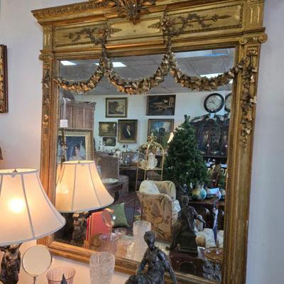 Period Louis XIV 5 ft Gilt Mirror 
