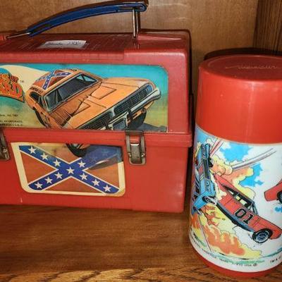 Red Plastic Flip Top General Lee Lunch Box Dukes of Hazard