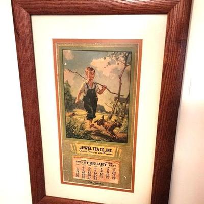 Jewel Tea Co Vintage Calendar Framed