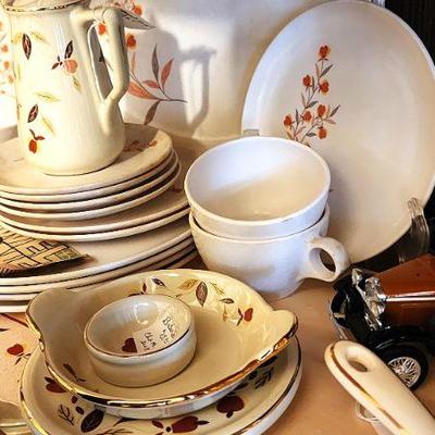 Hall China Jewel tea autumn leaf collection 100's of pieces (some not shown, still in totes).