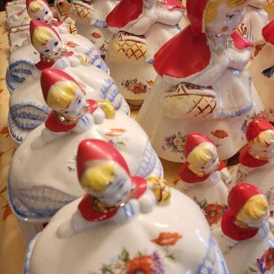 Antique Hull Ware Ceramic Little Red Riding Hood Cookie Jar, Tea Pot, Creamer (Other pieces not mentioned)