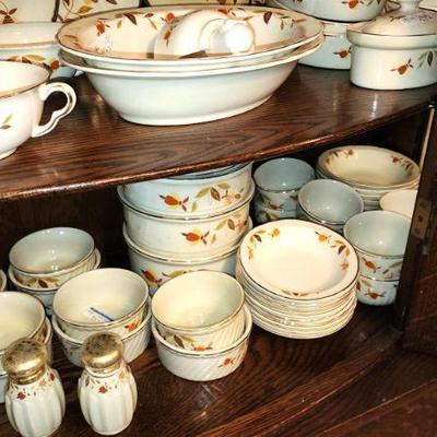 Hall China Jewel tea autumn leaf collection 100's of pieces (some not shown, still in totes).