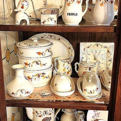 Hall China Jewel tea autumn leaf collection 100's of pieces (some not shown, still in totes).