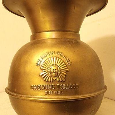 ANTIQUE REDSKIN CHEWING TOBACCO SPITTOON