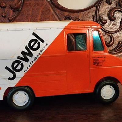VINTAGE JEWEL TEA TOY DELIVERY TRUCK ORANGE/WHITE