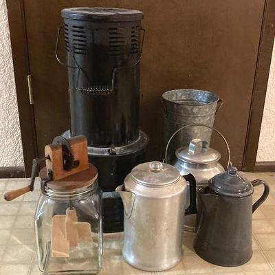 Coffe Pots and Butter Churn